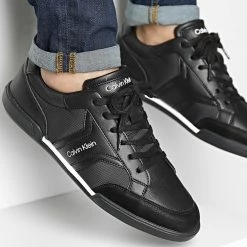 Offres 💯 Baskets Low Top Lace Up Mix 0248 Black de Calvin Klein 🎁