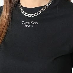 Offres 🎁 Tee 👕 Shirt Femme Stacked Logo Modern 9889 Noir de Calvin Klein 🔔 -Calvin Klein Soldes Magasin calvin klein 342088 J20J219889 BEH 20221021T161332 02