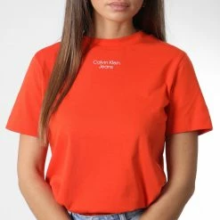 Tout neuf ❤️ Tee 👚 Shirt 9889 Orange de Calvin Klein ❤️ -Calvin Klein Soldes Magasin calvin klein 342089 J20J219889 S04 20221021T161710 03