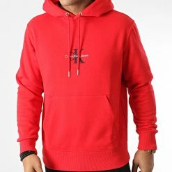 Le moins cher ✔️ Sweat Capuche Monologo 0836 Rouge de Calvin Klein 😉