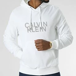 Meilleure vente ⭐ Sweat Capuche Distorted Logo 0075 Blanc de Calvin Klein 😉 -Calvin Klein Soldes Magasin calvin klein 342872 K10K110075 YAF 20221020T112415 03