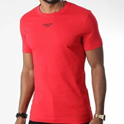 Remise 🎉 Tee 👚 Shirt 0595 Rouge de Calvin Klein 🎉