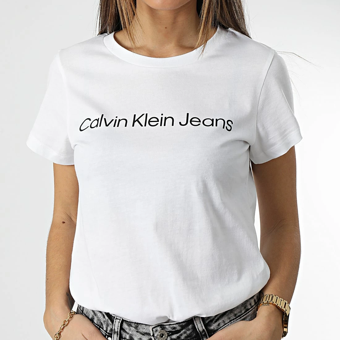 Le moins cher ⌛ Tee 👚 Shirt Femme 0253 Blanc de Calvin Klein 🔔 3 Le moins cher ⌛ Tee 👚 Shirt Femme 0253 Blanc de Calvin Klein 🔔 – Image 3
