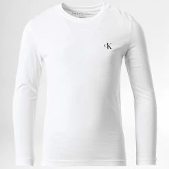 Vente flash 🎉 Lot De 2 Tee 👕 Shirts Manches Longues Enfant 1539 Blanc Noir de Calvin Klein 🛒 -Calvin Klein Soldes Magasin calvin klein 344516 IB0IB01539 0GJ 20221028T123428 04