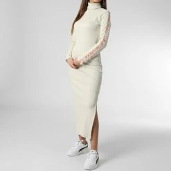 Tout neuf 👏 Robe Col Roulé A Bandes Femme 9993 Beige de Calvin Klein 🎁 -Calvin Klein Soldes Magasin calvin klein 344915 J20J219993 ACF 20221121T154522 03