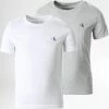Sortie 💯 Lot De 2 Tee 👚 Shirts Enfant 1093 Blanc Gris Chiné de Calvin Klein 👍