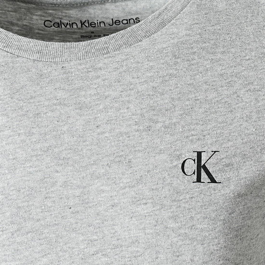 Sortie 💯 Lot De 2 Tee 👚 Shirts Enfant 1093 Blanc Gris Chiné de Calvin Klein 👍 2 Sortie 💯 Lot De 2 Tee 👚 Shirts Enfant 1093 Blanc Gris Chiné de Calvin Klein 👍 – Image 2