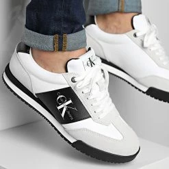 Vente flash 🎉 Baskets Low Profile Lace Up 0512 Bright White de Calvin Klein ⌛