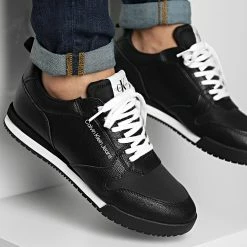 Remise 🥰 Baskets Low Profile Lace Up Biologique 0511 Black de Calvin Klein 🎉