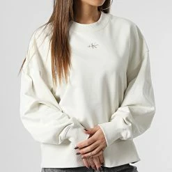 Top 10 ✔️ Sweat Crewneck Femme 0433 Beige de Calvin Klein 🧨 -Calvin Klein Soldes Magasin calvin klein 345689 J20J220433 YBI 20221118T154456 03