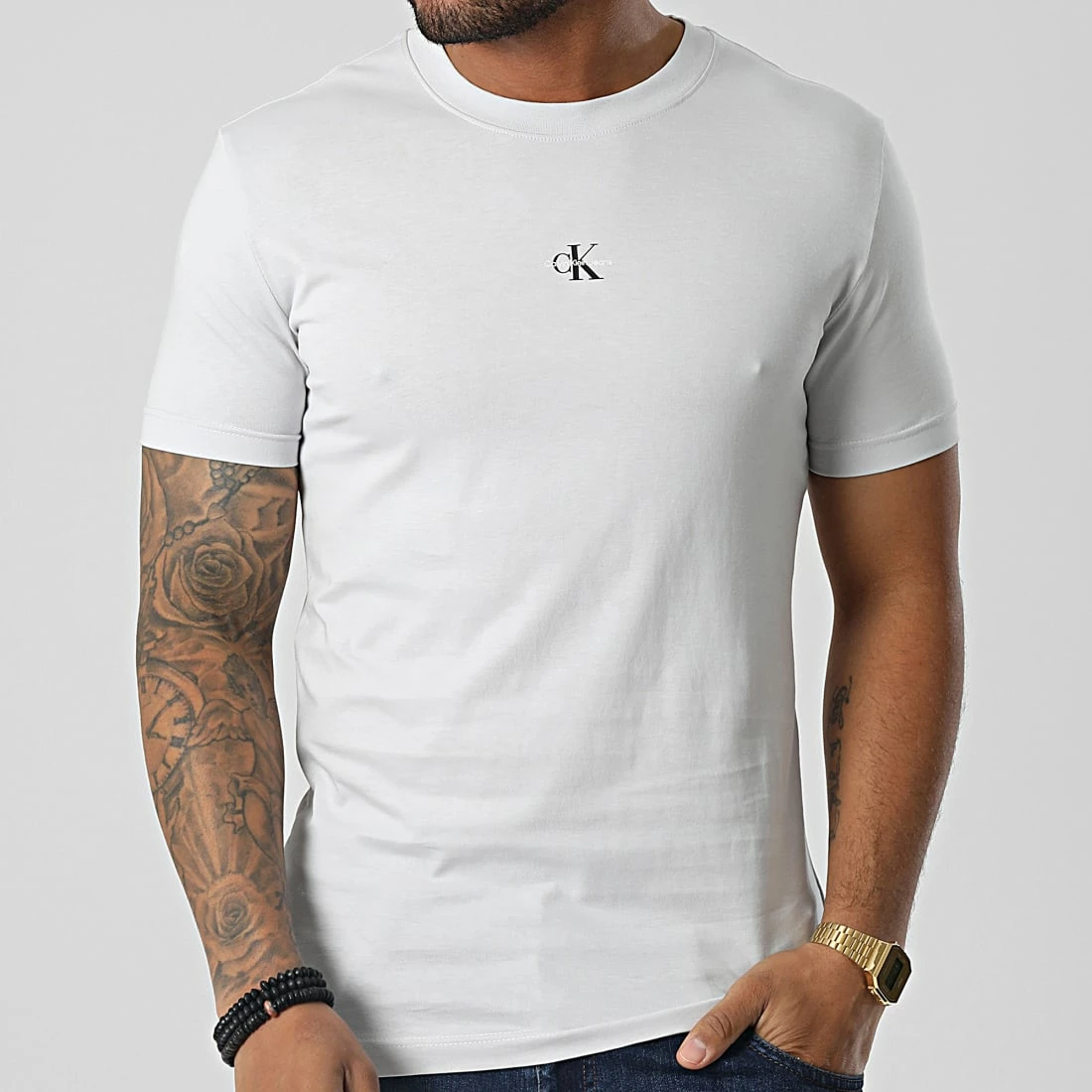 Meilleure vente 👍 Tee 👚 Shirt 2466 Gris de Calvin Klein 🎉 3 Meilleure vente 👍 Tee 👚 Shirt 2466 Gris de Calvin Klein 🎉 – Image 3