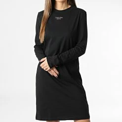 Le moins cher ✨ Robe Tee 👚 Shirt Manches Longues Femme 9853 Noir de Calvin Klein 🔔