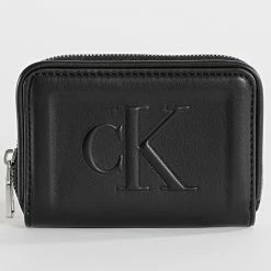 Bon marché ⌛ Portefeuille Femme Sculpted 0353 Noir de Calvin Klein 💯