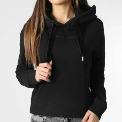 Budget 🎁 Sweat Capuche Femme Reg Short 7174 Noir de Calvin Klein 🔔 -Calvin Klein Soldes Magasin calvin klein 347090 WW0WW37174 BDS 20221121T154815 03