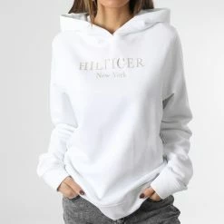 Bon marché ✨ Sweat Capuche Femme Regular Hilfiger 7181 Blanc de Calvin Klein 👍