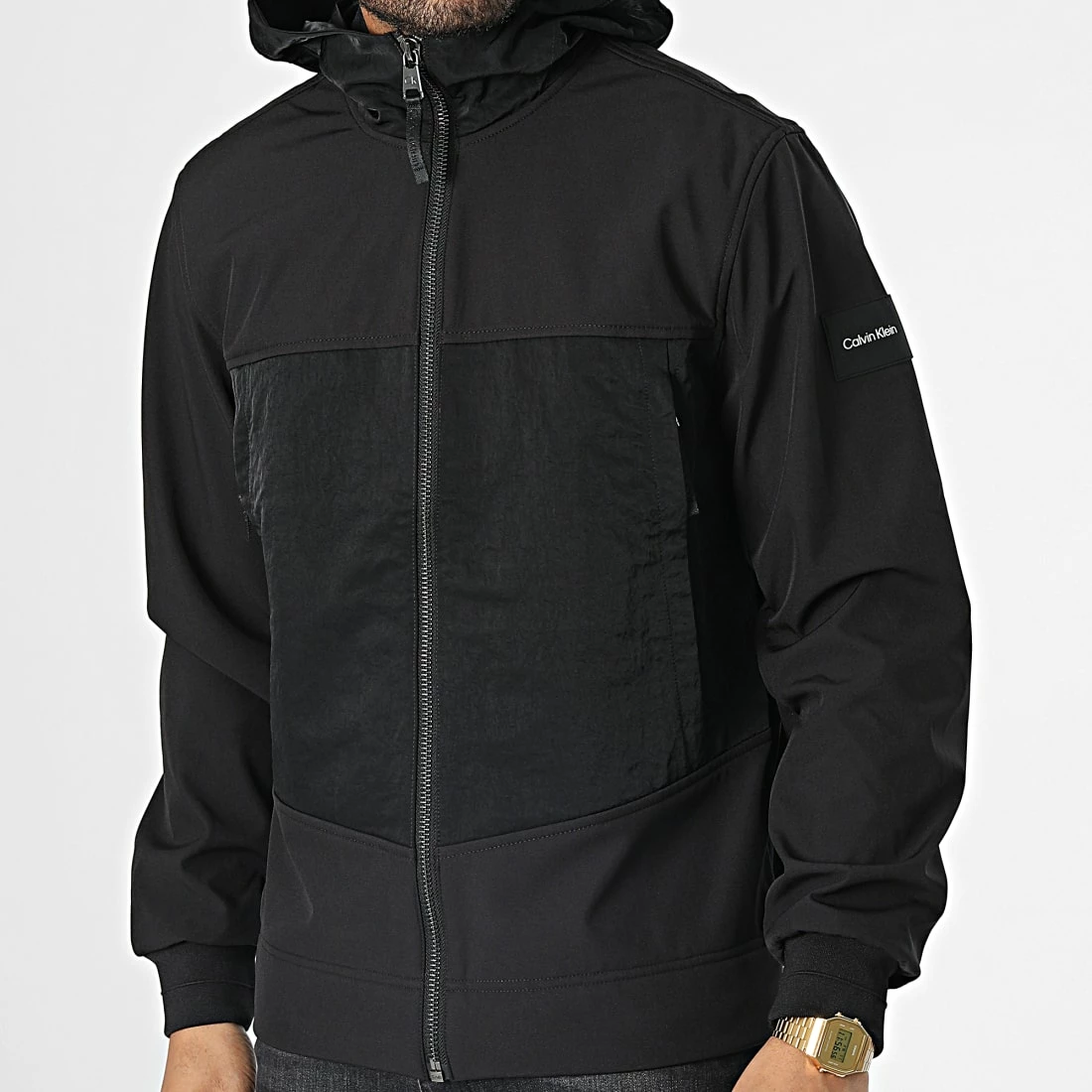 Budget 🌟 Veste Zippée Mix Media Heavy Crinkle 0860 Noir de Calvin Klein 🤩 3 Budget 🌟 Veste Zippée Mix Media Heavy Crinkle 0860 Noir de Calvin Klein 🤩 – Image 3