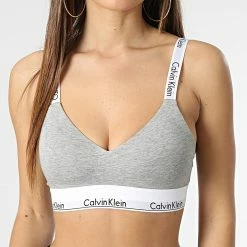Offres 🎁 Brassière Femme Light Lined QF7059E Gris Chiné de Calvin Klein ✨