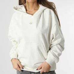 Grosses soldes 🥰 Sweat Capuche Femme Micro Monologo 0434 Blanc de Calvin Klein 👏 -Calvin Klein Soldes Magasin calvin klein 347416 J20J220434 YBI 20221114T120639 03