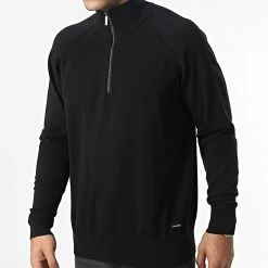 Vente flash ✨ Pull Col Zippé 0722 Noir de Calvin Klein 😍