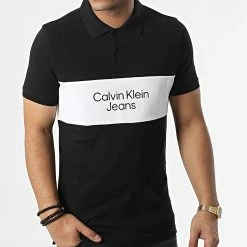 Acheter 🧨 Polo Manches Courtes 2449 Noir Blanc de Calvin Klein 🎉