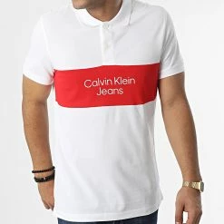 De gros ⭐ Polo Manches Courtes 2449 Blanc Rouge de Calvin Klein 👍 -Calvin Klein Soldes Magasin calvin klein 347765 J30J322449 YAF 20221114T141546 03