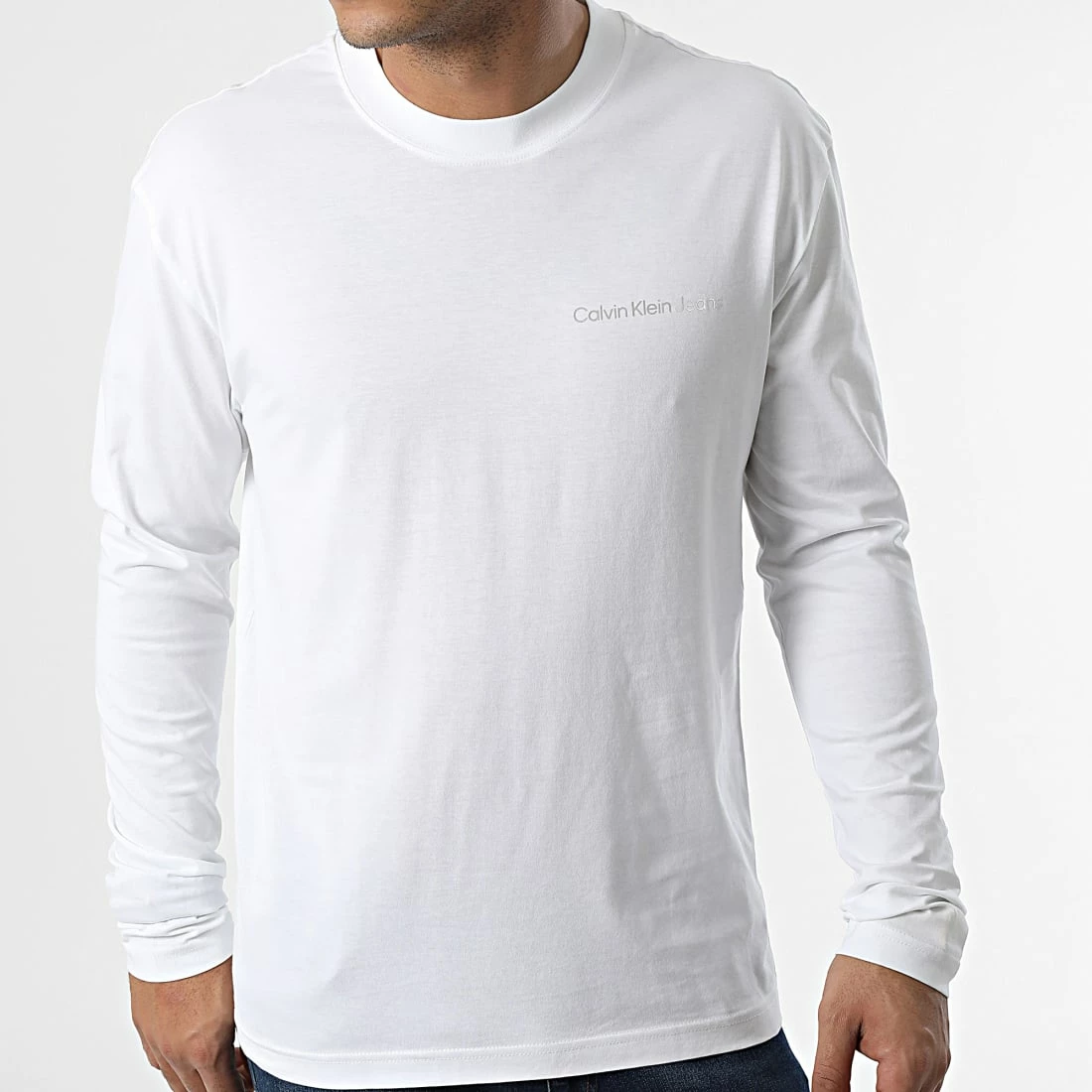 Meilleure vente 🎁 Tee 👕 Shirt 2512 Blanc Argenté de Calvin Klein 👍 4 Meilleure vente 🎁 Tee 👕 Shirt 2512 Blanc Argenté de Calvin Klein 👍 – Image 4