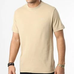 Vente flash ✨ Tee 👕 Shirt Micro Logo Interlock 9894 Sable de Calvin Klein 👍