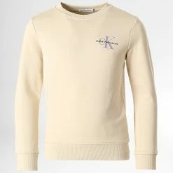 Budget 😉 Sweat Crewneck Enfant 0397 Beige de Calvin Klein 🤩