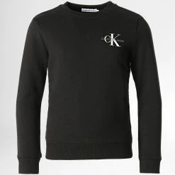 Coupon 🔥 Sweat Crewneck Enfant 0397 Noir de Calvin Klein 👏