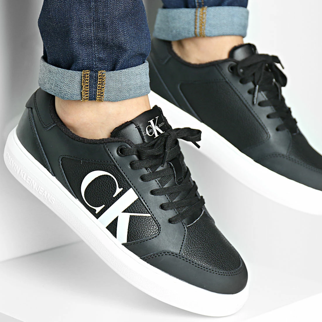 Top 10 🛒 Baskets Casual Cuspole Leather 0573 Black White de Calvin Klein 😉 1 Top 10 🛒 Baskets Casual Cuspole Leather 0573 Black White de Calvin Klein 😉