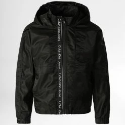 Acheter ⌛ Veste Zippée Capuche Enfant Logo Tape 1493 Noir de Calvin Klein 🛒