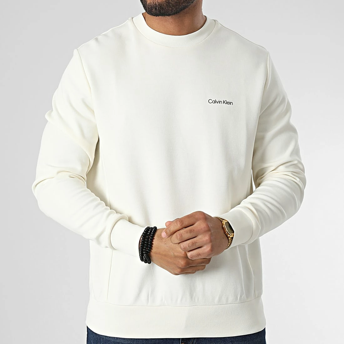 Bon marché 👏 Sweat Crewneck Micro Logo Repreve 9926 Beige de Calvin Klein ⌛ 1 Bon marché 👏 Sweat Crewneck Micro Logo Repreve 9926 Beige de Calvin Klein ⌛