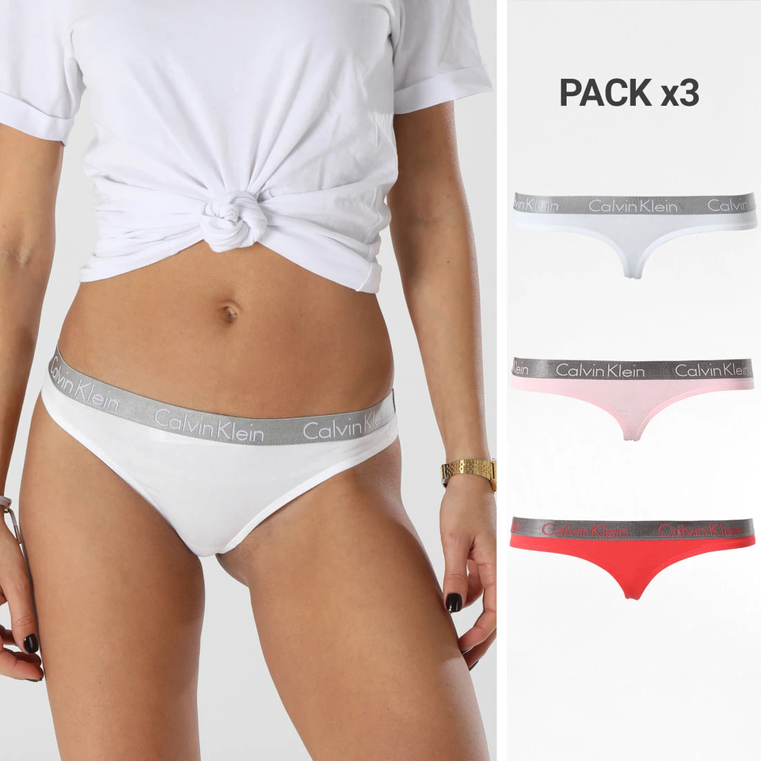 Vente flash 👏 Lot De 3 Strings Femme QD3560E Blanc Rose Rouge de Calvin Klein 🤩 1 Vente flash 👏 Lot De 3 Strings Femme QD3560E Blanc Rose Rouge de Calvin Klein 🤩