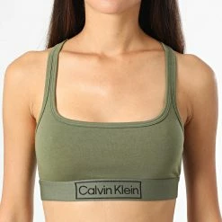Budget 🛒 Brassière Femme QF6768E Vert Kaki de Calvin Klein ⭐