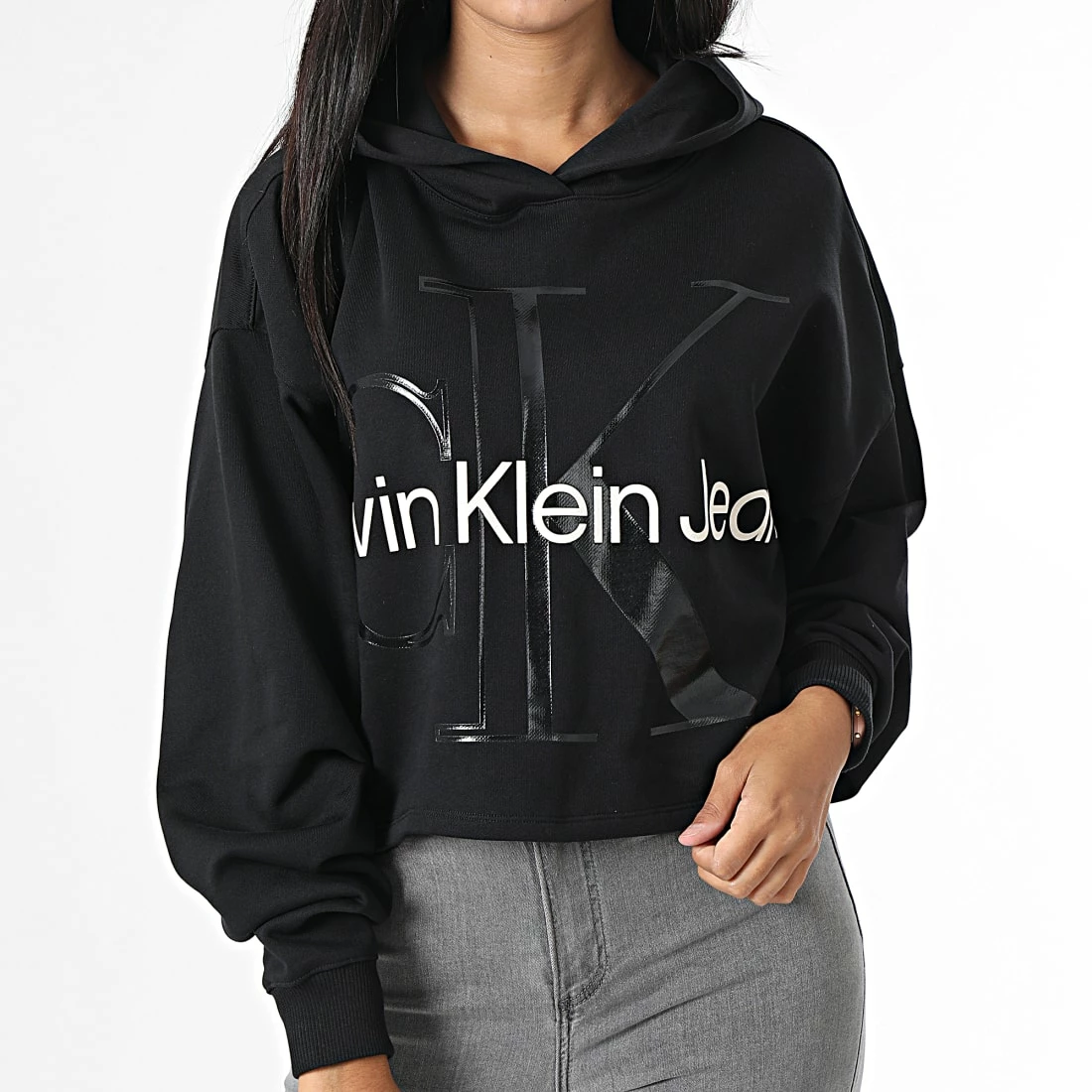 Sortie 😀 Sweat Capuche Crop Femme 8986 Noir de Calvin Klein 👍 1 Sortie 😀 Sweat Capuche Crop Femme 8986 Noir de Calvin Klein 👍