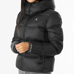 Nouveau 😉 Doudoune Capuche Femme 9819 Noir de Calvin Klein ⌛